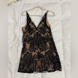 Free people black sequin lace mini dress new with tags size 2